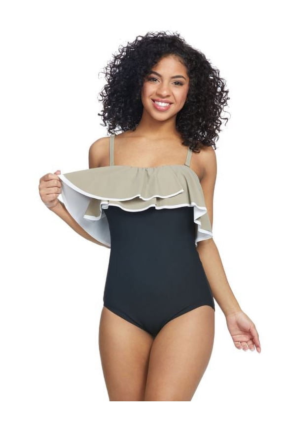 Contours Ruffle Bandeau One Piece Swimsuit, 10/34 D