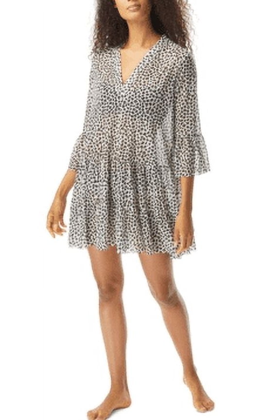 LEOPARD Print Swim Cover-Up Dress, US Large