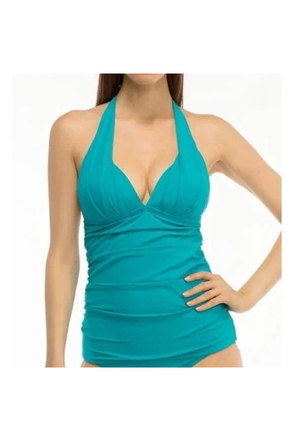 MARINA Solid Halter Tankini Swim Top, US 32D, UK 32D
