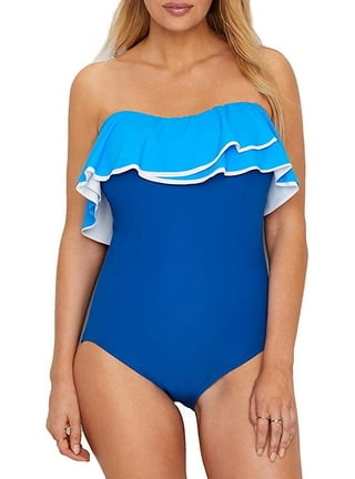 Coco Contours, Swim, Coco Contours Agate Ruffle Bandeau Bra Sized One  Piece Swimsuit Tropicale
