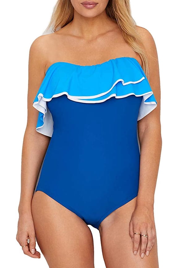 Womens Contours Agate Ruffle Bandeau One Piece Swimsuit;36 C