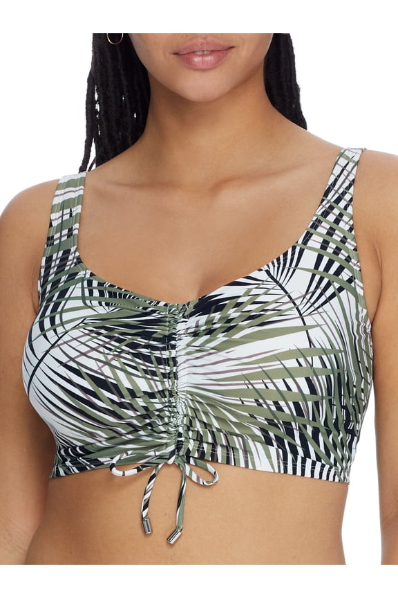 Womens Endless Summer Palm Elevate Shirred Underwire Bikini Top Style-U84461 Swimsuit