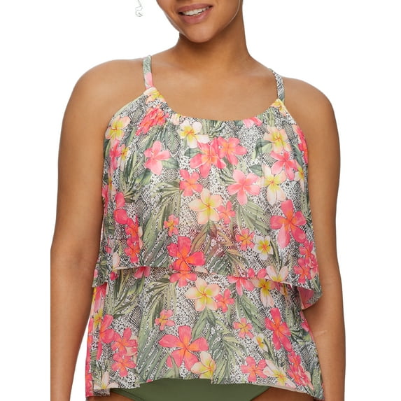 Coco Reef Womens Monaco True Layered Mesh Underwire Tankini Top C-DD Cups Style-U68425 Swimsuit