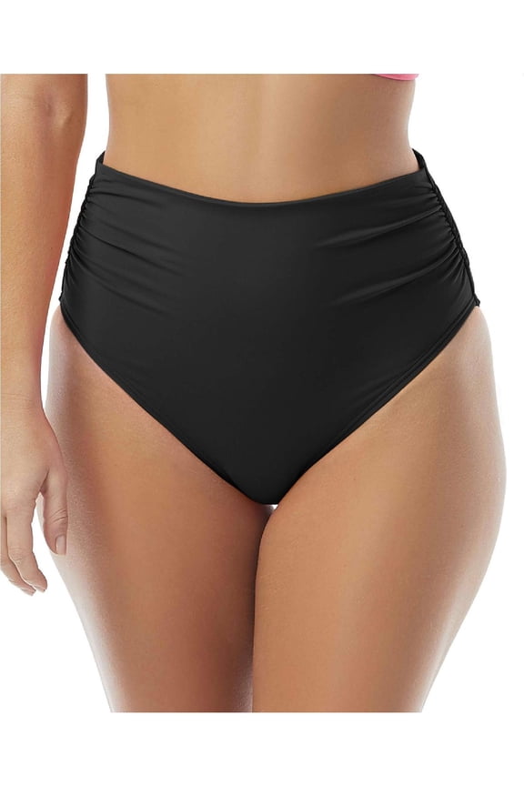 Womens Ruched Solid Swim Bottom Separates