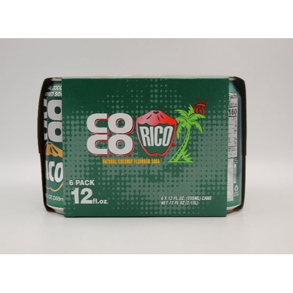 Coco Rico Coconut Soda, 12 fl oz, 6 pack Cans