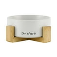 thumbnail image 1 of Coco Single Pet Bowl with Wood Stand 5.11’’ in White, 1 of 5