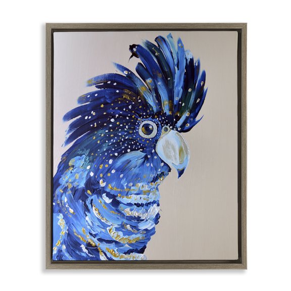 Stupell Industries Coco The Cockatoo Brown Framed Floater Canvas Wall Art, design by Jennifer Seeley, 21 x 17