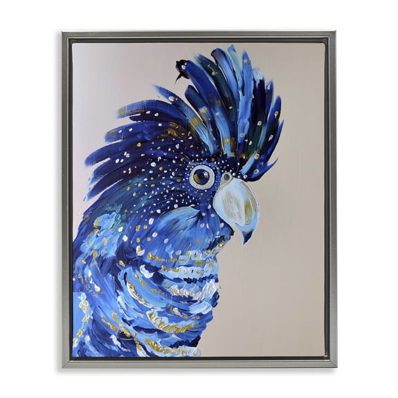 Stupell Industries Coco The Cockatoo Gray Framed Floater Canvas Wall Art, design by Jennifer Seeley, 31 x 25