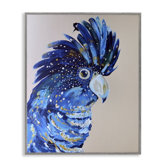 Stupell Industries Coco The Cockatoo Gray Framed Giclee Art, design by Jennifer Seeley, 20 x 16
