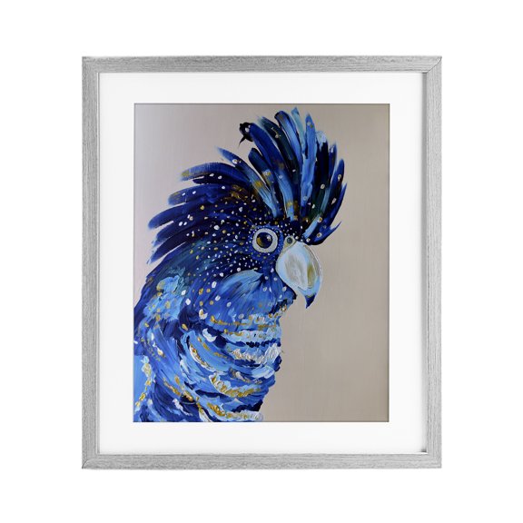 Stupell Industries Coco The Cockatoo Gray Framed Print Under Glass, design by Jennifer Seeley, 21 x 17