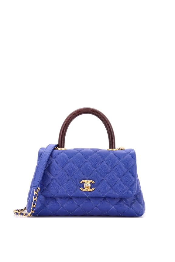 Coco Top Handle Bag Quilted Caviar with Lizard Mini By Rebag