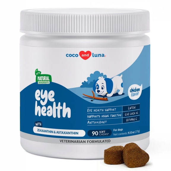 Coco and Luna Eye Support for Dogs - Supplements for Vision - 90 Soft Chews