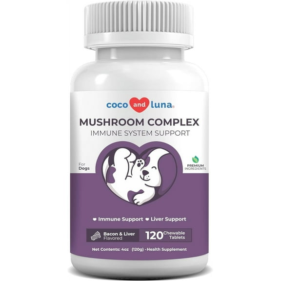 Coco and Luna Mushroom Complex for Dogs - 120 Tablets