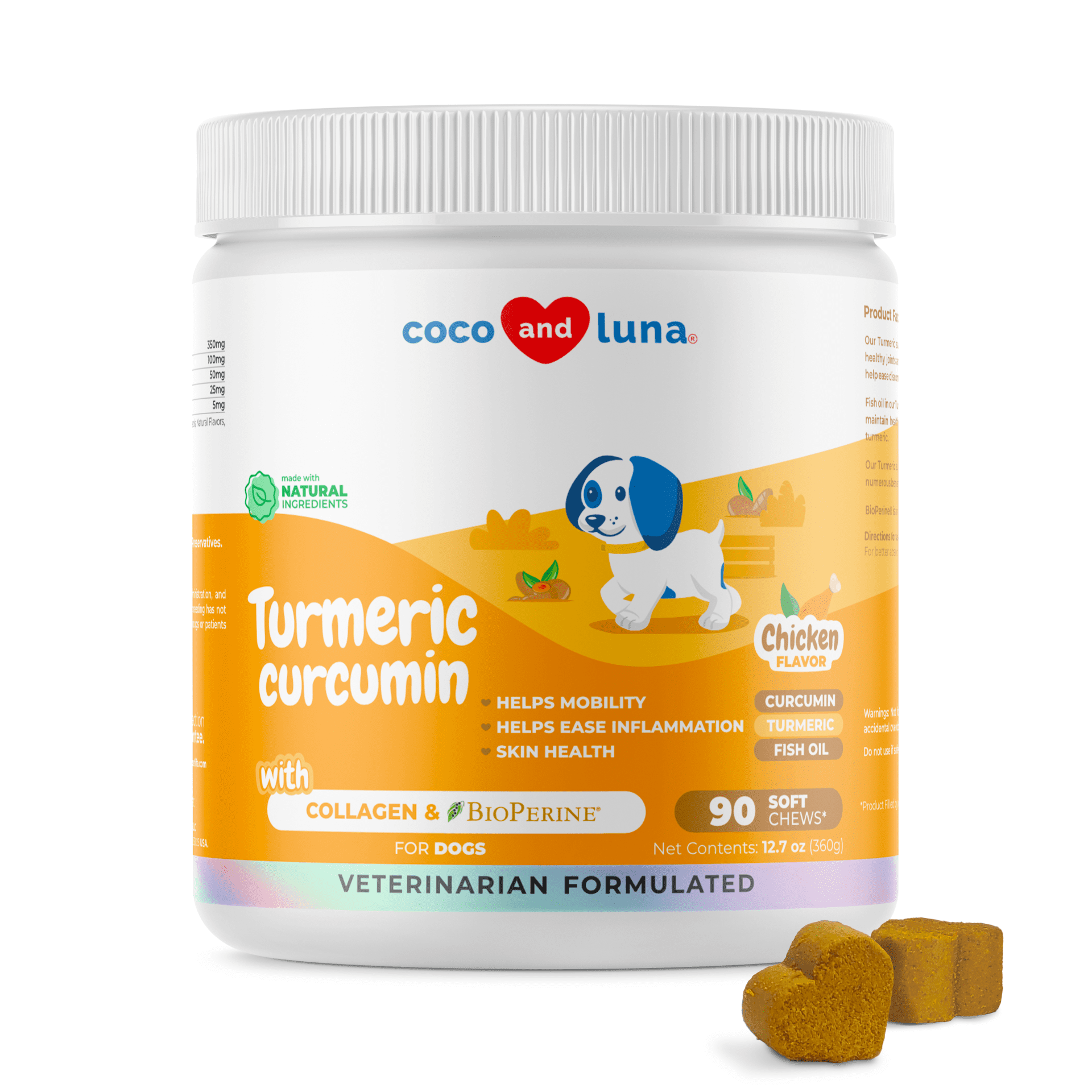 Coco and Luna Turmeric for Dogs Antiinflammatory 90 Soft Chews