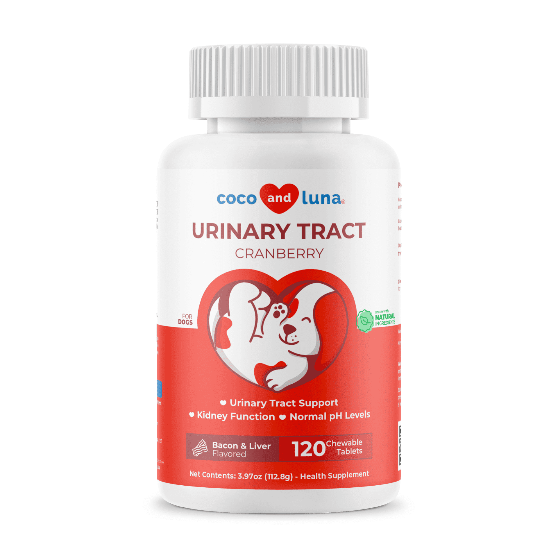 Coco and Luna Urinary Tract - Cranberry, Bladder Support, Dog UTI - 120 Tablets