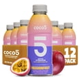 thumbnail image 1 of COCO5 Passion Fruit Coconut Water, Active Hydration Tropical Electrolyte Drink, 50% Less Sugar, Caffeine Free, Vegan, 16.9 oz, 12 Count, 1 of 9