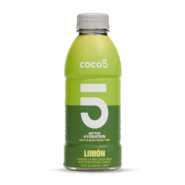 COCO5 Limon Hydration Drink, Coconut Water-Based, 16.9 oz