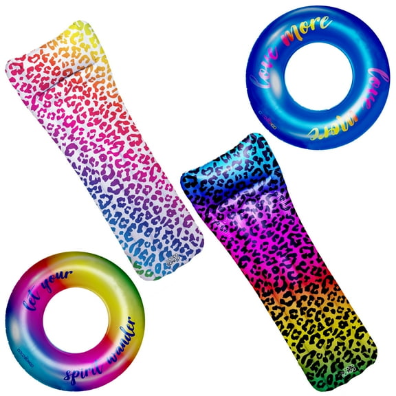 CocoBongo Leopard Print Water Float Bundle Pool Floats Unisex Multicolor
