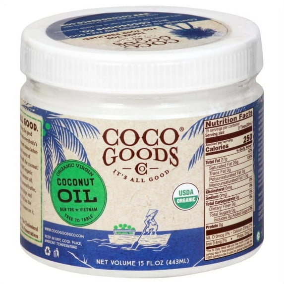CocoGoods Co Single Origin Organic Extra Virgin Coconut Oil, Cold-Pressed 15 fl. oz, PET Jar