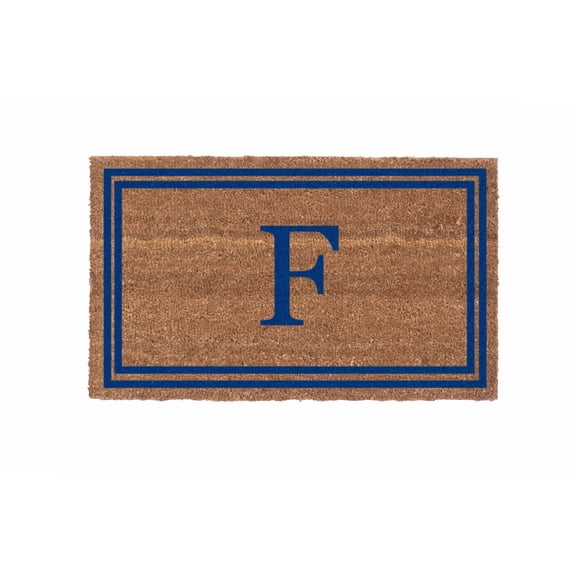 CocoMatsNMore Monogram (G) Vinyl Backed Blue Double Border Doormats 38" x 60"