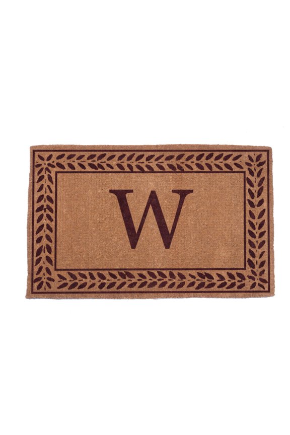 CocoMatsNMore Monogram (J) Brown Leafy Vines Border Doormats 38" x 60"