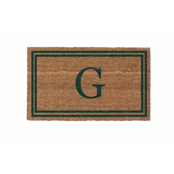 CocoMatsNMore Monogram (J) Vinyl Backed Green Double Border Doormats 18" x 30"