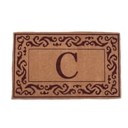 CocoMatsNMore Monogram P Brown Rolling Scrolls Border Doormats 18" x 30"
