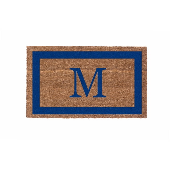 CocoMatsNMore Monogram (U) Vinyl Backed Blue Single Border Doormats 18" x 30"