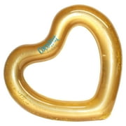 CocoNut Float Gold Glitter Heart Pool Float - 48"x40", Inflatable 48" Jumbo Ring, Anti-Leak, Durable, Water Accessory