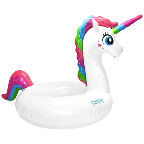 CocoNut Float: Magical Unicorn Pool Float - 45" x 60", Anti-Leak, Durable, Inflatable Round Raft, Party Water Accessory
