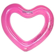 CocoNut Float Pink Glitter Heart Pool Float - 48"x40", Inflatable 48" Jumbo Ring, Anti-Leak, Durable, Water Accessory