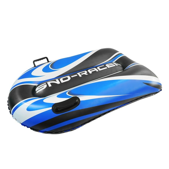 CocoNut Outdoor: Blue Hurricane Toboggan Snow Sled - 48x31" Blue-Black-White, Winter Inflatable, Cold Resistant PVC, 200lb Cap, Kids-Teens-Adults 8+