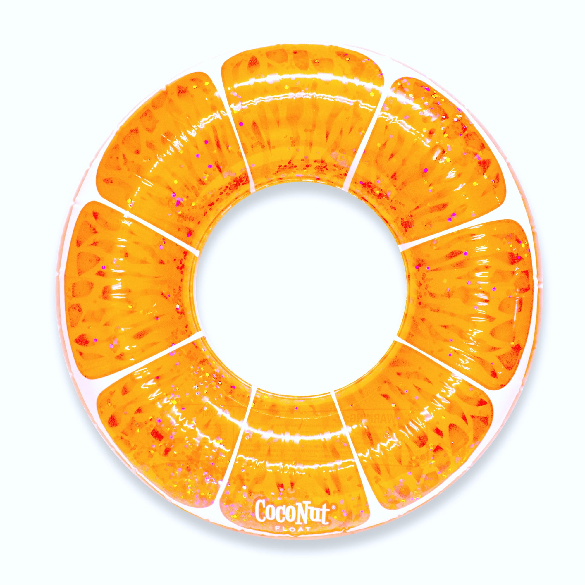 CocoNut Outdoor Tangerine Orange Glitter - 42" x 42" Pool Float – Inflatable Pool Ring – Durable Long Lasting Lounge Tube and Water Toy – Fun Decoration for Parties, Events. Ages 8+