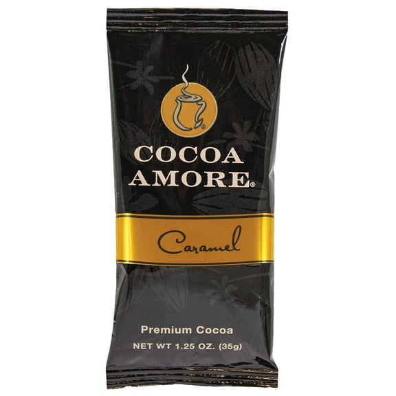 Cocoa Amore Caramel Gourmet Cocoa 50 Packets Single Serve 1.25 oz Packets