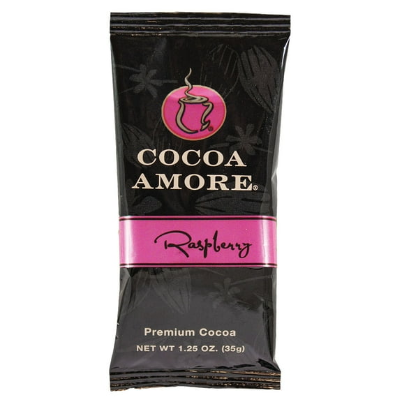 Cocoa Amore Raspberry Gourmet Cocoa 50 Packets Single Serve 1.25 oz Packets