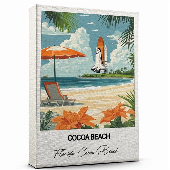 Cocoa Beach Canvas Wall Art Travel-Inspired Home Decor Featuring Florida Cocoa Beach Art Canvas Unique Gift for Travel Canvas Ready to Hang