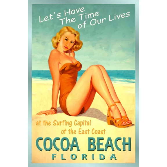 Cocoa Beach Florida New Space Coast Cape Ocean Beach Poster Home Decor Office Wall Art