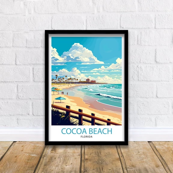 Cocoa Beach Florida Travel Print| Cocoa Beach Wall Art Cocoa Beach Home Decor Cocoa Beach Illustration Travel Poster Gift For Cocoa Beach, Poster Only