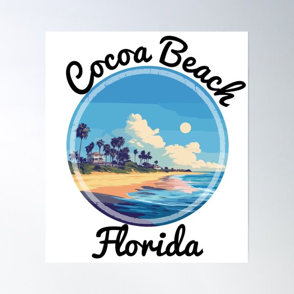 Cocoa Beach - Florida (With Black Lettering) Poster Wall Art, Modern Wall Decor, 8x12 UNFRAMED