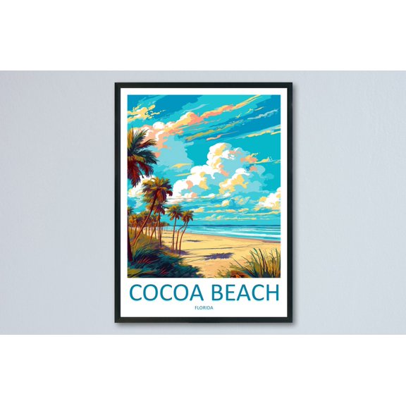 Cocoa Beach Scenic Coastal Travel Florida Travel Wall Decor Unframed Paper Print