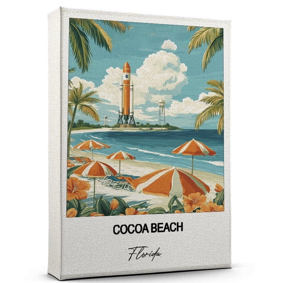Cocoa Beach Travel Art Canvas Modern Wall Art Inspired by Florida Canvas Great Gift for Travel Lovers Ready to Hang