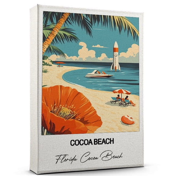 Cocoa Beach Travel Art Canvas Modern Wall Art Inspired by Florida Cocoa Beach Canvas Great Gift for Travel Lovers Ready to Hang