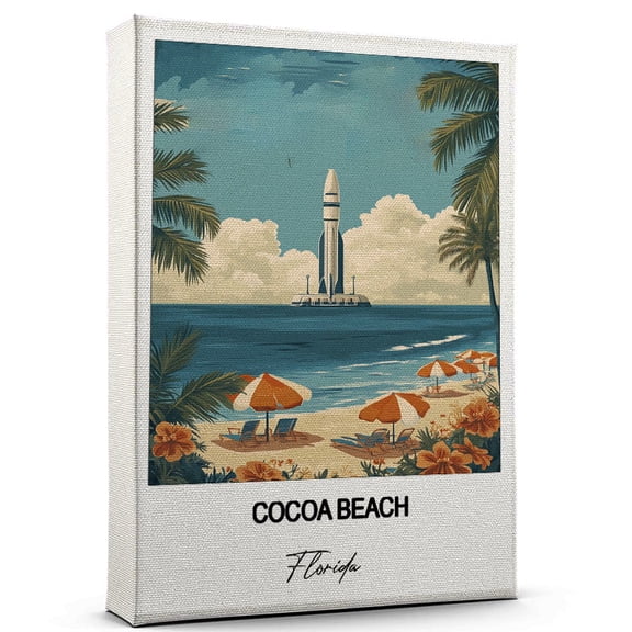 Cocoa Beach Travel Poster Canvas  Florida Canvas  Unique Gift Idea for Home, Office, or Living Space