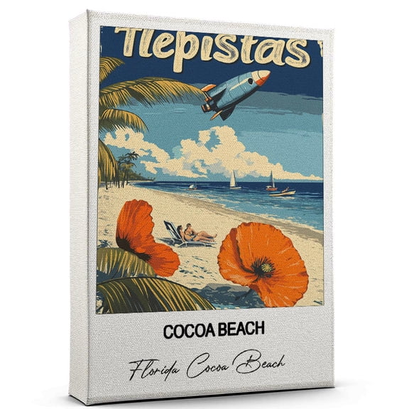 Cocoa Beach Travel Poster Canvas  Florida Cocoa Beach Canvas  Unique Gift Idea for Home, Office, or Living Space