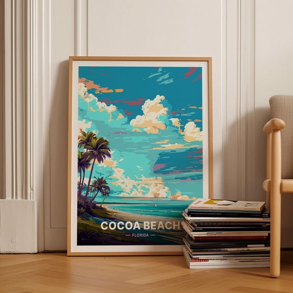Cocoa Beach Travel Poster Florida Beach Art Coastal Wall Decor Art Lover Gift Home Office Decoration C20-1216 Wall Art