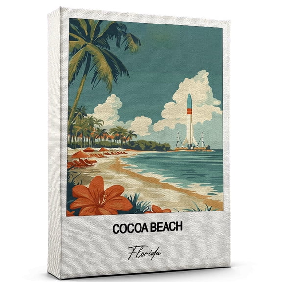 Cocoa Beach Travel Wall Decor  Scenic Travel Canvas Print of Florida Canvas  Beautiful Gift for Home, Office, or Living Space