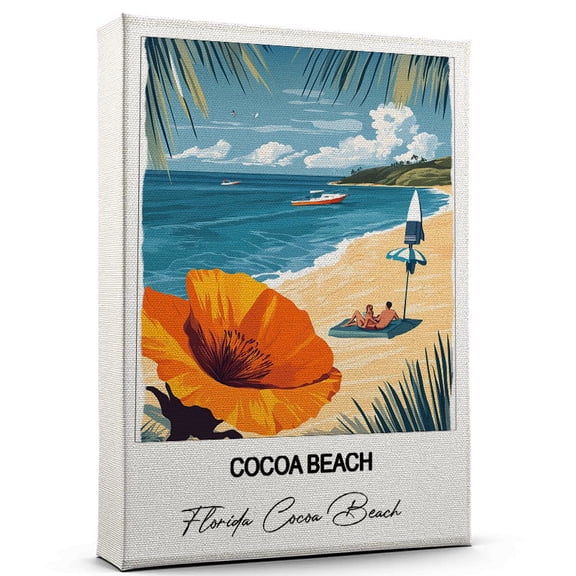 Cocoa Beach Travel Wall Decor Scenic Travel Canvas Print of Florida Cocoa Beach Canvas Beautiful Gift for Home, Office, or Living Space