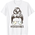 thumbnail image 1 of Cocoa Beach Vibes Messy Bun Florida Ocean Palm Tree Sunset T-Shirt, 1 of 3