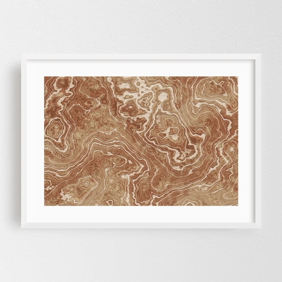 Cocoa Beige Marble Texture - Digital Art Abstract Pattern Geometric Minimalist Modern Art Desert Boho White Framed Wall Art Print 5 x 7 inches