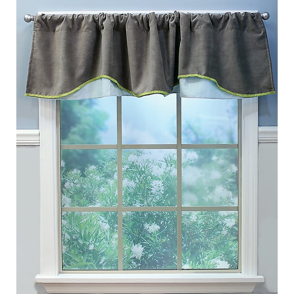Cocoa & Blue Mini-Velour Window Valance